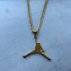 Jordan Jumpman Necklace - Air Jordan - Gold Plated - 3mm Cuban - 20" Gold Chain